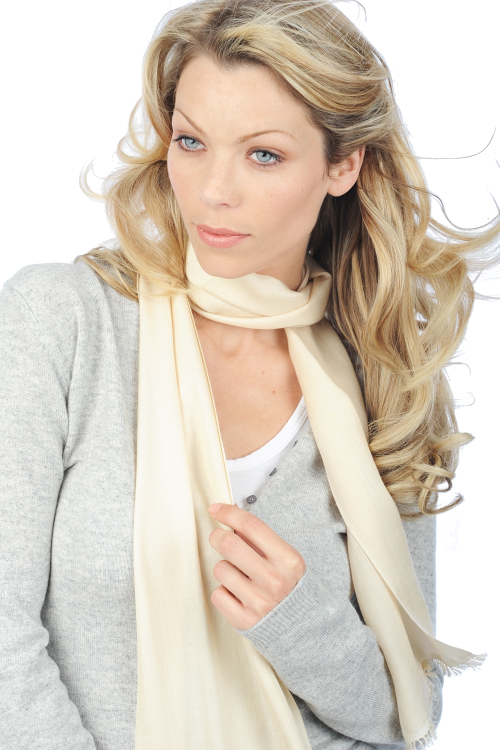 Cashmere & Zijde accessoires sjaals scarva champagne 170x25cm